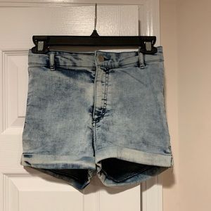 High Waisted Acid Wash Shorts